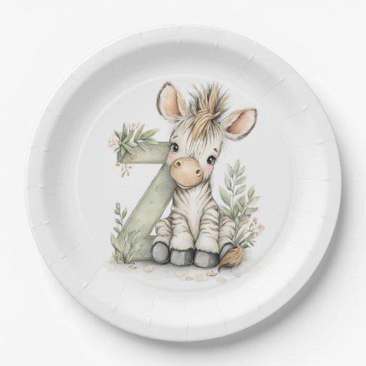 Cute watercolour baby animal alphabet Zebra Papieren Bordje (Voorkant)