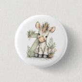 Cute watercolour baby animal alphabet Zebra Ronde Button 3,2 Cm (Voorkant)