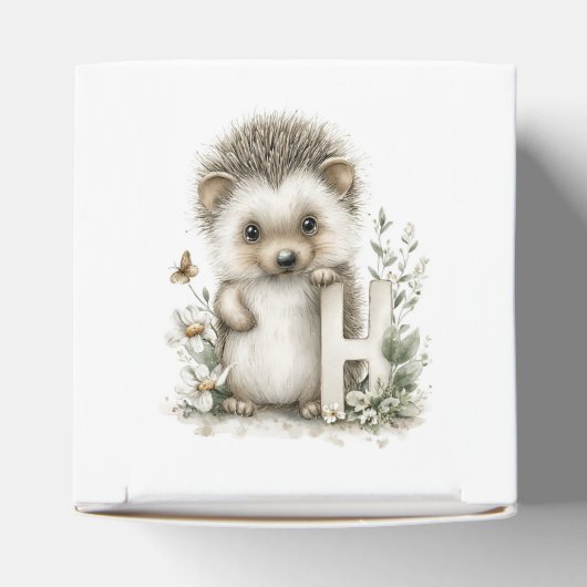 Cute Watercolour Baby Animals Alphabet Hedgehog Bedankdoosjes (Bovenkant)