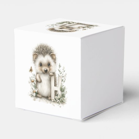 Cute Watercolour Baby Animals Alphabet Hedgehog Bedankdoosjes (Achterkant)
