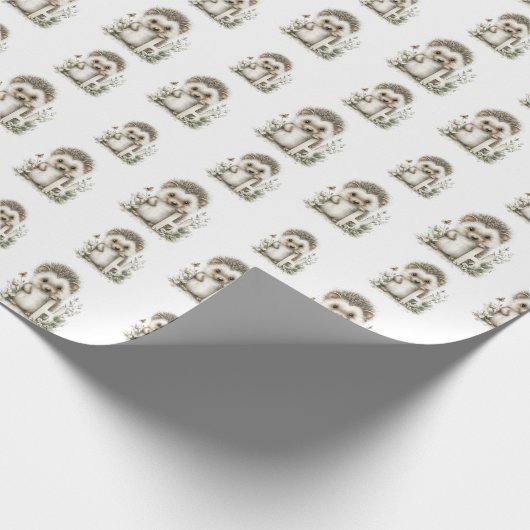 Cute Watercolour Baby Animals Alphabet Hedgehog Cadeaupapier (Hoek)