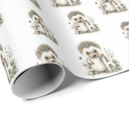 Cute Watercolour Baby Animals Alphabet Hedgehog Cadeaupapier