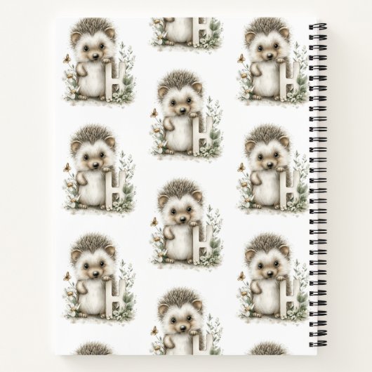 Cute Watercolour Baby Animals Alphabet Hedgehog Notitieboek (Achterkant)