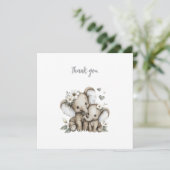 Cute Watercolour Baby Girl Elephants with Flowers  Bedankkaart (Staand voorkant)