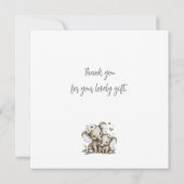 Cute Watercolour Baby Girl Elephants with Flowers  Bedankkaart (Achterkant)