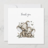 Cute Watercolour Baby Girl Elephants with Flowers Bedankkaart (Voorkant)