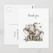 Cute Watercolour Baby Girl Elephants with Flowers  Briefkaart (Voorkant / Achterkant)