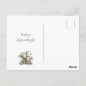 Cute Watercolour Baby Girl Elephants with Flowers  Briefkaart (Achterkant)