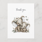 Cute Watercolour Baby Girl Elephants with Flowers  Briefkaart (Voorkant)