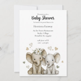 Cute Watercolour Baby olifanten baby shower Kaart