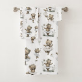 Cute Watercolour Ballerina Bear Design in tutus Bad Handdoek (Insitu)