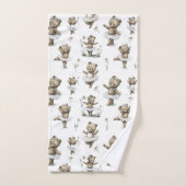 Cute Watercolour Ballerina Bear Design in tutus Bad Handdoek (Handdoek)