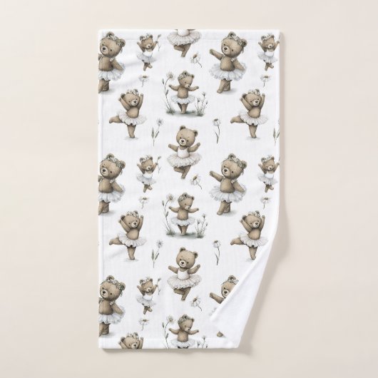 Cute Watercolour Ballerina Bear Design in tutus Bad Handdoek (Handdoek)