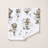 Cute Watercolour Ballerina Bear Design in tutus Bad Handdoek (Wasdoekje)