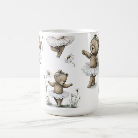 Cute Watercolour Ballerina Bear Design in tutus Koffiemok (Center)