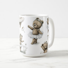 Cute Watercolour Ballerina Bear Design in tutus Koffiemok