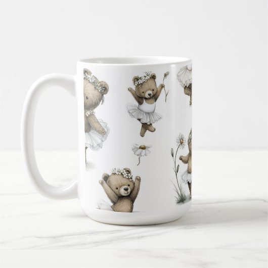 Cute Watercolour Ballerina Bear Design in tutus Koffiemok (Links)