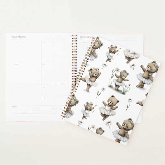 Cute Watercolour Ballerina Bear Design in tutus Planner (Display)