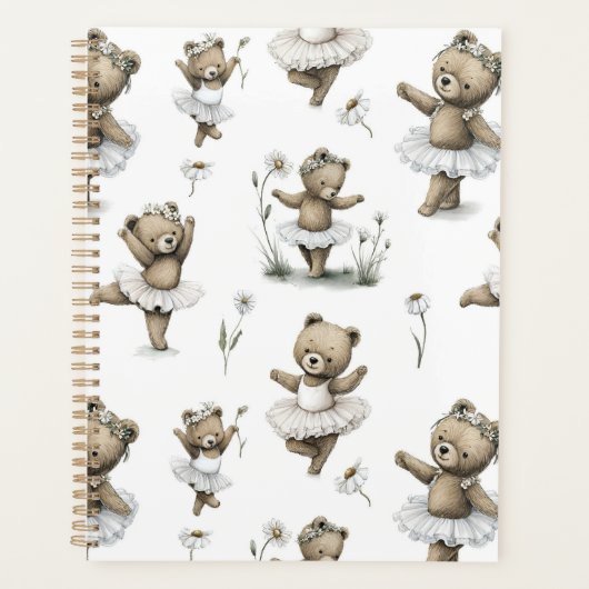 Cute Watercolour Ballerina Bear Design in tutus Planner (Voorkant)