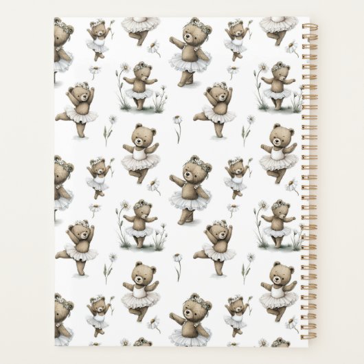 Cute Watercolour Ballerina Bear Design in tutus Planner (Achterkant)