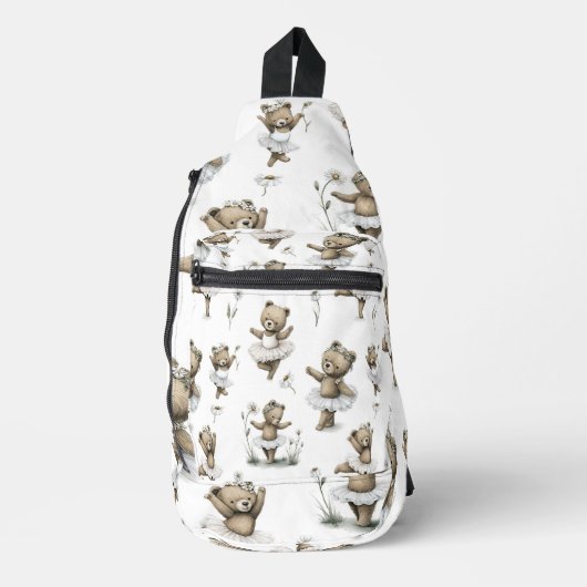 Cute Watercolour Ballerina Bear Design in tutus Sling Bag (Voorkant)