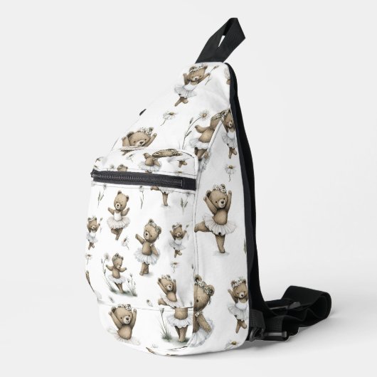 Cute Watercolour Ballerina Bear Design in tutus Sling Bag (Rechterhoek)
