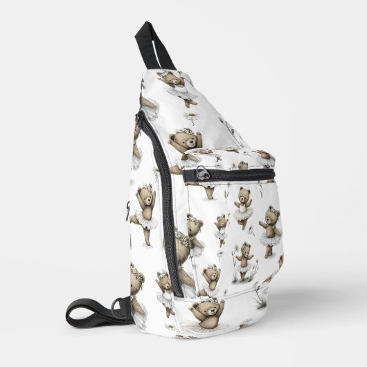 Cute Watercolour Ballerina Bear Design in tutus Sling Bag (Linkerhoek)