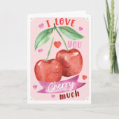 Cute Watercolour Cherry Valentine Card Anniversary Kaart (Voorkant)
