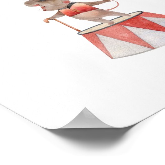 Cute Watercolour Circus Mouse Nursery Poster (Hoek)