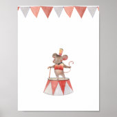 Cute Watercolour Circus Mouse Nursery Poster (Voorkant)