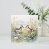 Cute Watercolour Eend Snavel Aan Snavel Blanco  Kaart (Staand voorkant)