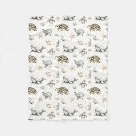 Cute Watercolour Ocean Baby Animals  Fleece Deken