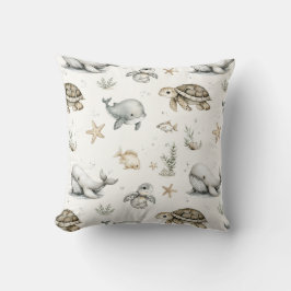 Cute Watercolour Ocean Baby Animals  Kussen