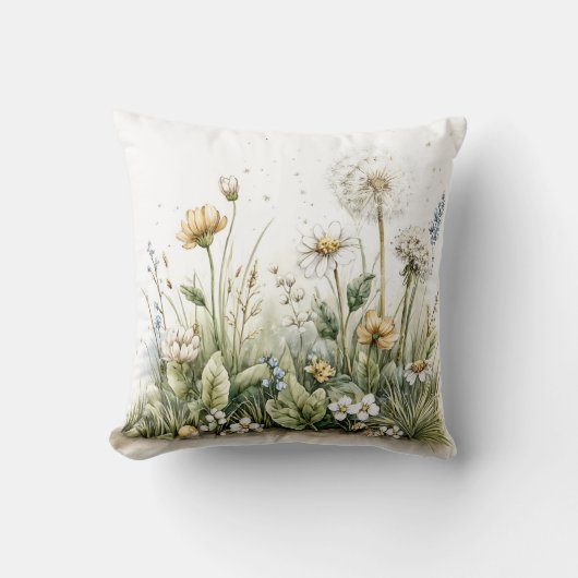 Cute watercolour of wild flowers and grasses kussen (Voorkant)