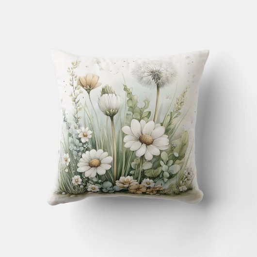 Cute watercolour of wild flowers and grasses kussen (Achterkant)