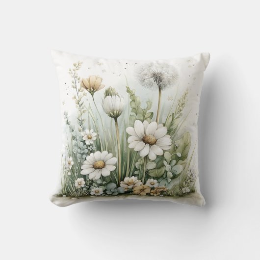 Cute watercolour of wild flowers and grasses  kussen (Voorkant)