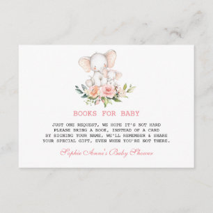Cute Watercolour Olifant Bloemen Baby Shower Informatiekaartje