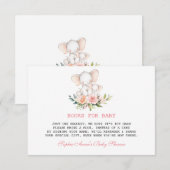 Cute Watercolour Olifant Bloemen Baby Shower Informatiekaartje (Voorkant / Achterkant)