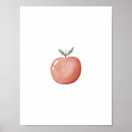Cute Watercolour Red Apple Fruit Nursery Poster