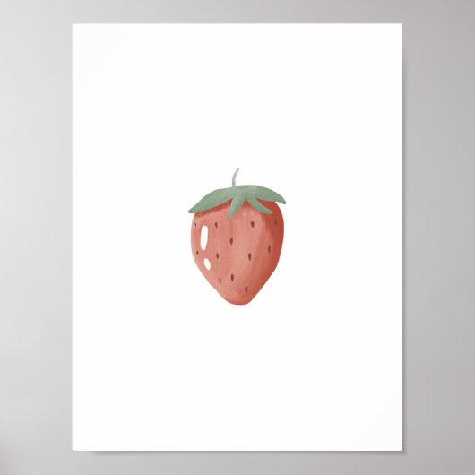 Cute Watercolour Strawberry Fruit Nursery Poster (Voorkant)
