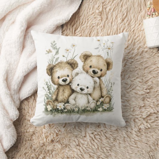 Cute Watercolour Teddy Bear group Kussen (Deken)