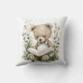 Cute Watercolour Teddy Bear reading a book Kussen (Achterkant)