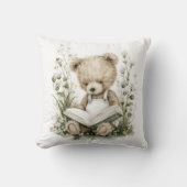 Cute Watercolour Teddy Bear reading a book Kussen (Voorkant)