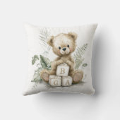 Cute Watercolour Teddy with wooden blocks Kussen (Achterkant)