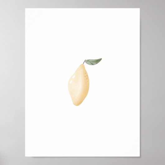 Cute Watercolour Yellow Lemon Fruit Nursery Poster (Voorkant)
