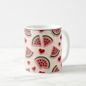Cute Watermelon and Hearts Pattern Coffee Mug - Sw Koffiemok (Voorkant rechts)