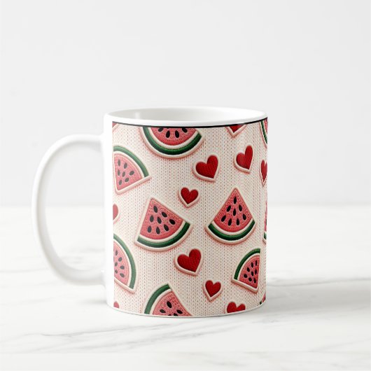 Cute Watermelon and Hearts Pattern Coffee Mug - Sw Koffiemok (Links)