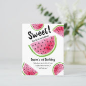 Cute Watermelon Birthday Party Budget Invitation (Staand voorkant)