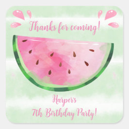 Cute Watermelon Birthday Party Favors Vierkante Sticker