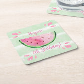 Cute Watermelon Birthday Party Kartonnen Onderzetters (Schuin)